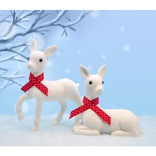 Simulation Christmas Deer Elk Snow White Reindeer Christmas Decoration Fairy Garden Miniature Props Party Decoration Gift
