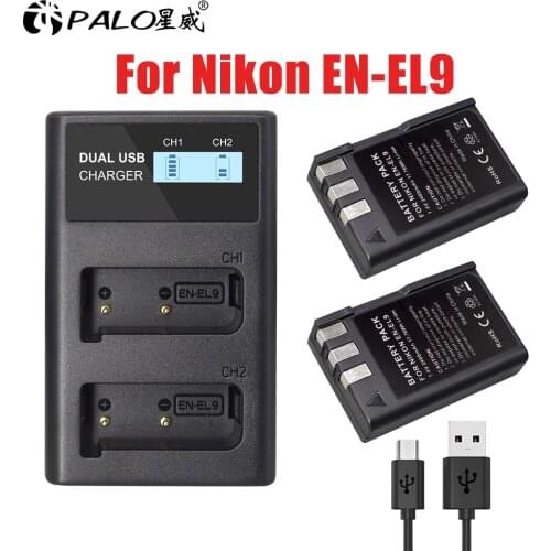 PALO EN-EL9 EN EL9 EN-EL9a EN EL9a EL9e Camera Battery Charger Kits for Nikon EN-EL9a D40 D40X D60 D5000 D3000 Camera