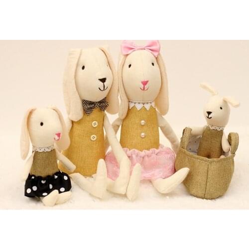 Cartoon Rabbit Plush Toys Bunny Family Handmade Plush Animal Cute Rabbit Doll Set Gift Holiday Stuffed toys Home Decoration