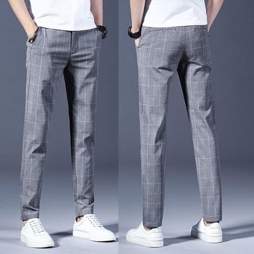 2020 Autumn Upscale Men Plaid Pants Thick Cotton Male Pant Straight Trousers Business Pants Men Plus Size 38
