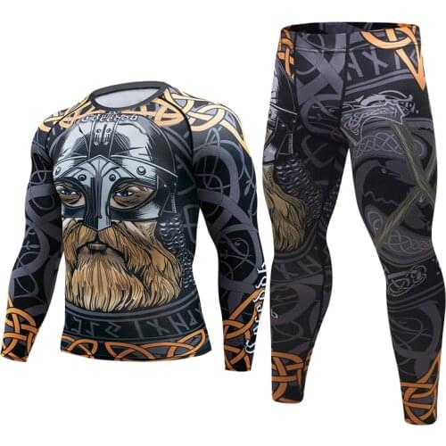 Brand new Men Suit Rashguard Long Sleeve Crossfit Men T Shirt Compression Sportswear Set Men Thermal Fitness Clothing Tracksuit