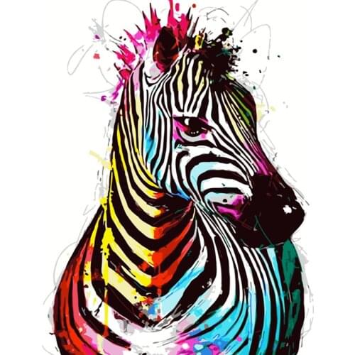 Painting By Numbers DIY Dropshipping 40x50 50x65cm A colored zebra Animal Canvas Wedding Decoration Art picture Gift