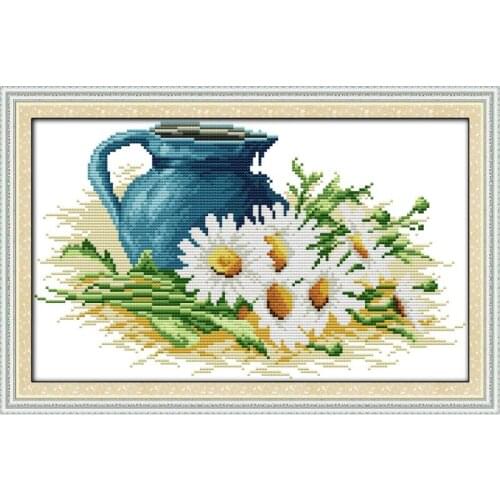 Joy Sunday The Pottery&Daisy Counted Cross Stitch11&14CT DIY Cross Stitch Set Embroidery Needlework for Home Decor Handmade Gift