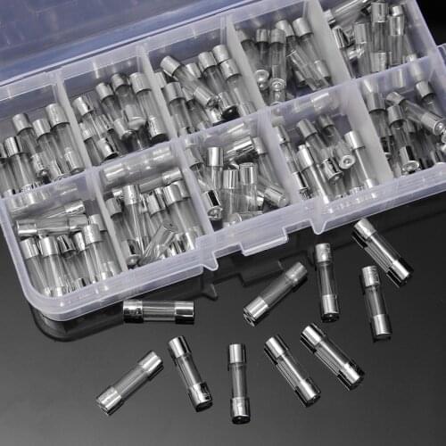 100Pcs/lot 5x20mm Fast-blow Glass Fuse Mix Set With Box 0.2A 0.5A 1A 2A 3A 5A 8A 10A 15A 20A