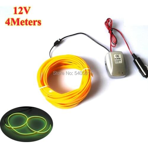 New 4Meters DC-12V Sound Active 2.3mm-skirt Flexible EL Wire Rope tape LED Strip waterproof Neon Light Glowing Holiday DIY Decor