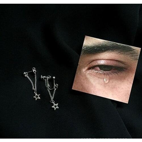 New Creative Baroque Cool Star Pendant Punk Chain Drop Dangle Earring Nightclub Harajuku Jewelry for Women Girl Friendship Gift