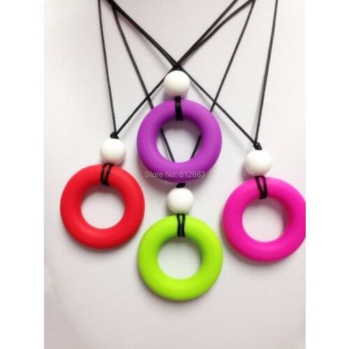 New!!!Silicone Teething Necklace Pendants Mix colors - Simple Silicone Teething Necklace with silicone bead
