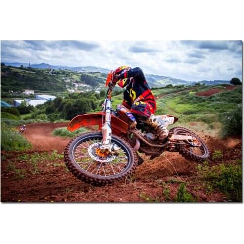 Sports Motorcycles Race Poster Mountain Motorcycle Silk Posters Motorbike Prints Outdoor Sports Competition Canvas Art 24x36"