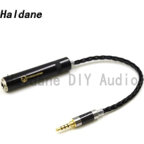 Haldane HIFI 7N Silver Plated 3.5mm TRRS Balanced Male to 1/4 6.35mm TRS 3Pole Female Audio Adapter Cable 3.5 to 6.5 Connector
