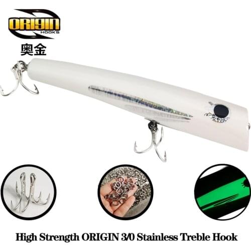 Tuna Wood Popper Lure 120g 24cm with Treble Hooks Topwater Handmade Sea Fishing Trolling Baits GT Surface Popping Lure swimbait