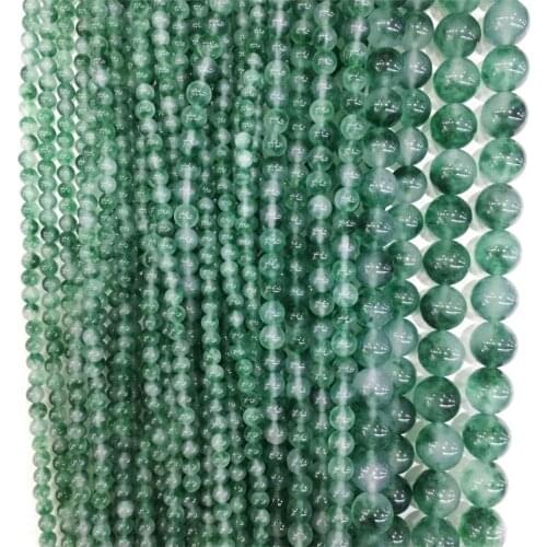 Natural Minerals Stone Polish China Green Flower Jade Beads for Jewelry Making DIY Bracelet Necklace 4/6/8/10MM Spacer Gemstone