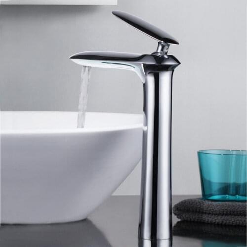 Contemporary Chrome Finish One Hole Single Handle Vessel Bathroom Sink Faucet
