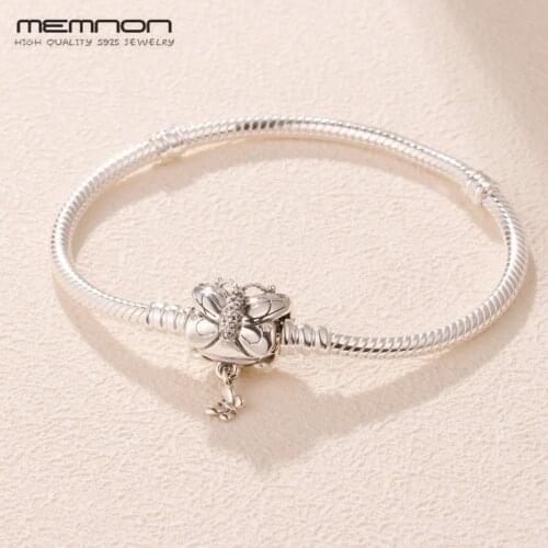 Moments Silver Bracelet with Decorative Butterfly Clasp snake bracelets for women fit silver 925 Original charms beads DIY make