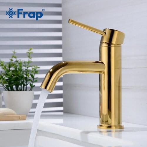 Frap Single Handle Bathroom Basin Faucets Cold & Hot Mixer Basin Sink Tap Gold Water Kitchen Faucet Bathroom Accessories Y10160