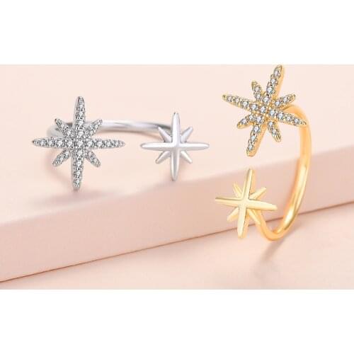 KOSE Stylish Celestial Star Stackable Rings in Gold and White Gold Plated for Girls and Women Trendy KPOP 2021