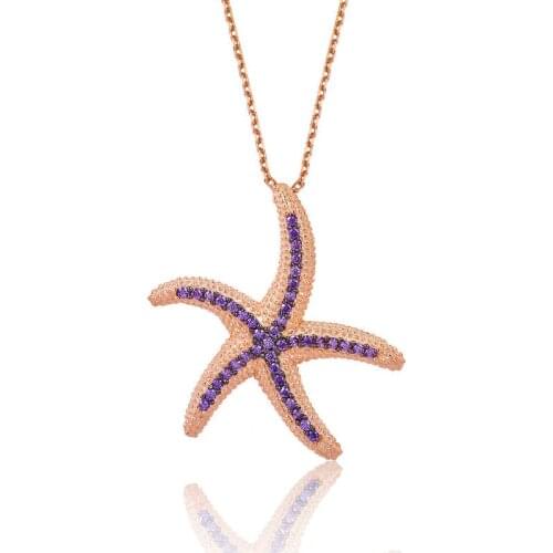 Tevuli 925 Sterling Silver Purple Sea Star Lady 'S Necklace