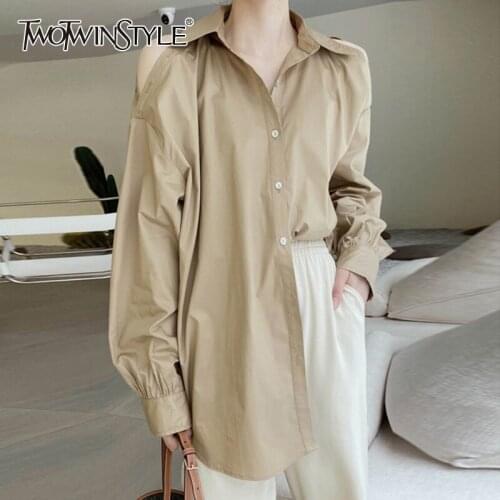 Женские рубашки оверсайз TWOTWINSTYLE China At AliExpress