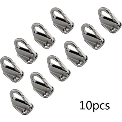 High Quality 10PCS 316 Stainless Steel Marine Boat Fender Hook Marine Fending Hook With Closed Spring Clip Marine Boat Hardware