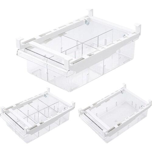 Refrigerator Drawer Organizer Bin 1/4/8 Compartment PET Pantry Freezer Transparent Fridge Storage Bin Container Kitchen Supplies