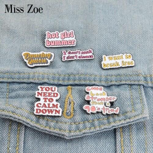 Fun Slogan Banner Enamel Pins The Power of Words Bag Brooch Lapel Badge Cartoon Jewelry Gift for Kids Friends