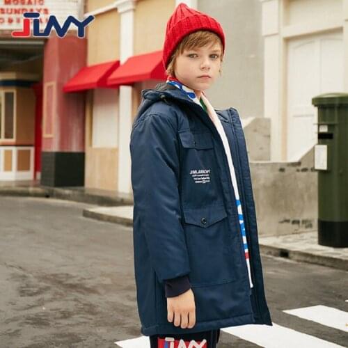 Winter Children Outwear Boys Warm Coat Teens Breathable Thicken Long Windproof Waterproof Hooded Jacket For Kids Clothes 7-14Y