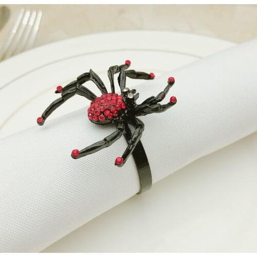 1pcs/lot Halloween Spider Napkin Ring Black Napkin Button Cloth Napkin Ring Holiday Party Desktop Decoration