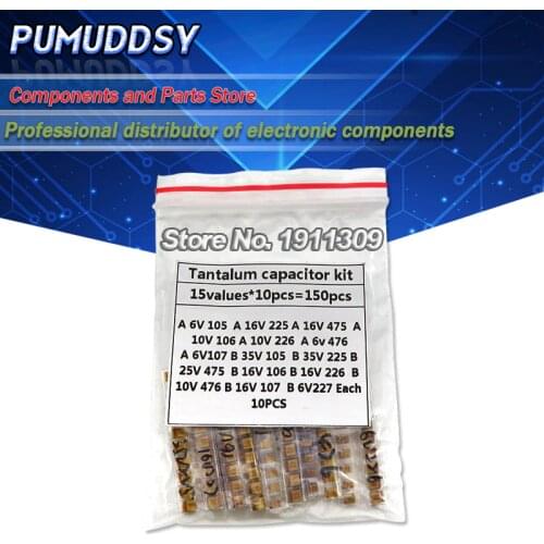 15Values SMD Tantalum capacitor assortment kit 1uf-220uf A/B Case Tantalum capacitor set 1UF 2.2UF 4.7UF 10UF 47UF capacitors