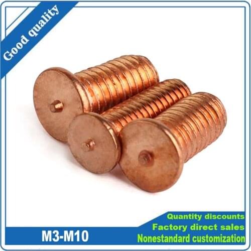 2/50ps M3 M4 M5 M6 M8 M10 Carbon Steel Copper Plated Stud Weld Spot Welding Screw Solder Point Nail Bolt for Capacitor Discharge