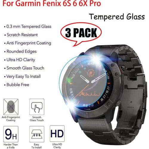 3Pcs Protective Film For Garmin Fenix 5 5s Plus 6S 6X 6 Pro Ultra Clear Tempered Glass film Guard Premium Screen Protector Watch