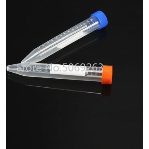 50pcs/lot 15ml Clear Plastic Centrifuge Tube PP Microcentrifuge Sample Vials Plastic Tubes with Caps