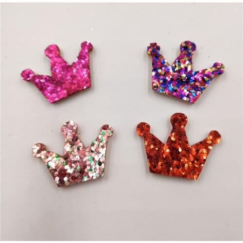 80pcs/lot 2X2.5CM Padded Shiny/Glittered Crown Appliques Mix Five Colors for Bows
