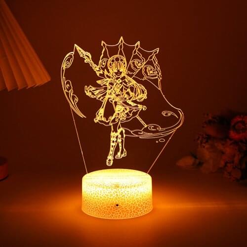 Genshin Impact 3D LED Hot Anime Game Figure Night Light Atmosphere Illusion Sunset Lamp For Indoor Bedroom Decor Indie Kids Gift