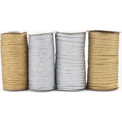 5yards High Elastiek Sewing Elastic Band Gold Silver Weave Rubber Band Stretch Rope Elastic Ribbon Decoration Accessorie 3/6/9mm