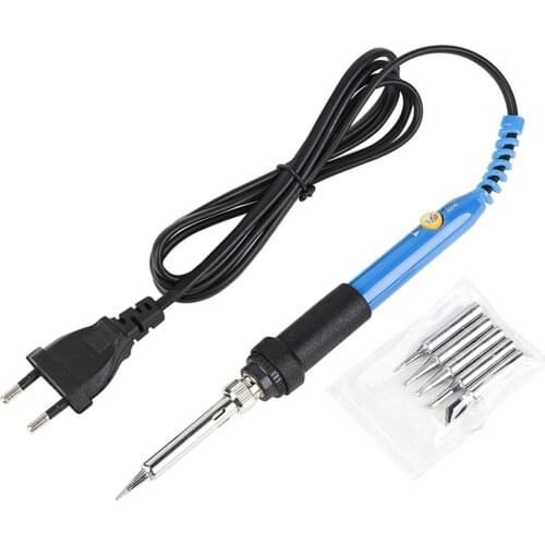 1PCS 60W Electric Soldering Iron Temperature Adjustable Soldering Iron Fast Heating Welding Tools + 5PCS 900M Soldering Iron Tip