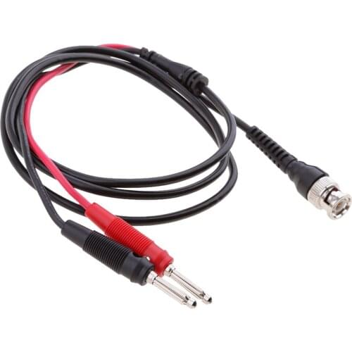 High Quality Pure Copper BNC Q9 Dual to 4mm Stackable Banana Plug Test Probe Cable Leads Connector Cable Black & Red 120cm