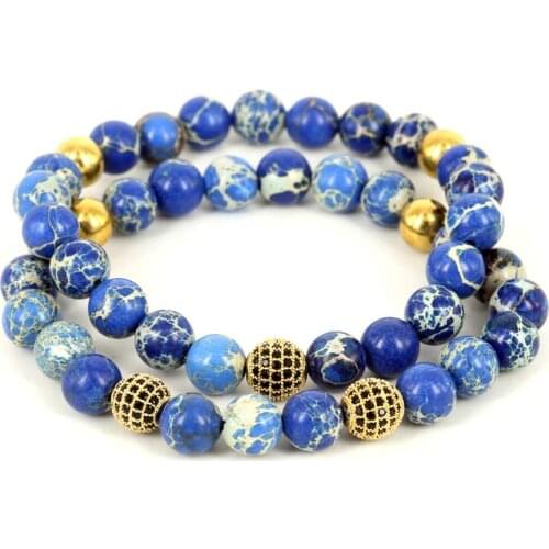 Classic Men Bracelet Fashion Pulseira Masculina Christmas Gift 24K CZ Beads Elastic Charm Natural Stone Friendship Men Bracelets