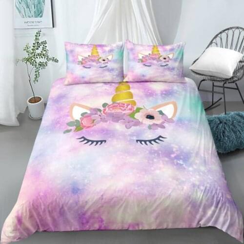 3D Anime cartoon Printed Pillowcases Bedding Set Queen King Size Dropshipping Boy gift Anime Unicorn cartoon