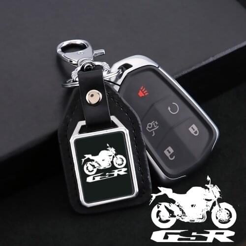 Metal leather keychain keyring mirror custom engraved logo For Suzuki GSR GSR 750 GSR600 GSR400 GSR750 motorcycle Accessories