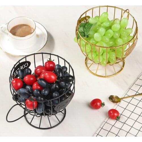 Large Capacity Multifunction Hollow Coffee Capsule Basket Anti-Rust Creative Iron Wire Electroplating Gold Spray Storage Cup