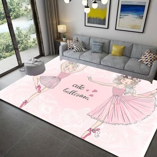Cartoon ballet girl 3D printing area carpet children bedroom play mat soft girl room play living room carpet can be customized