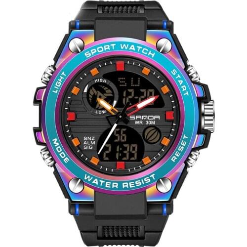 Watches for Mens Dual Display Waterproof Luminous Symphony Sports LED Electronic Watch Quartz Wristwatches Military Clock 2021