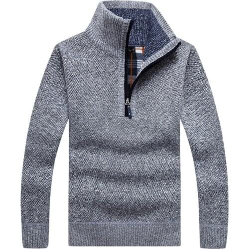 Autumn Winter Mens Thick Warm Sweater Pullovers Coat Casual Stand Collar Zipper Wool Sweatercoat Male Knitted Sweaters Jackets