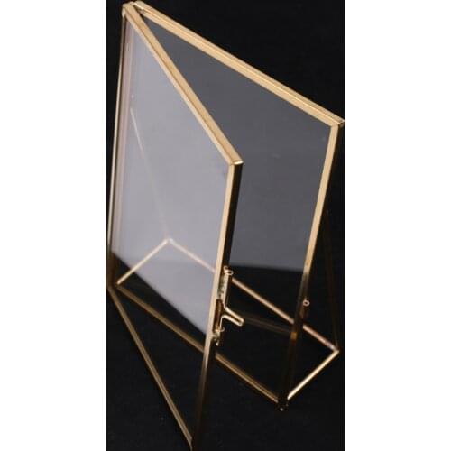 Pack of 4 Bronze Picture Frame 4x6 Inch, Clear Glass Cover Photo Frame Free Standing for Tabletop Desktop Display - Gold