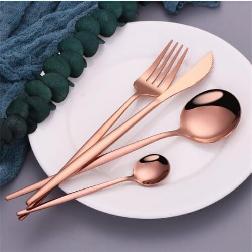 Rosegold Stainless Steel Cutlery Set Silverware Tableware Set Forks Spoon Knives Chopsticks Dinnerware Flatware Coffee Teaspoon