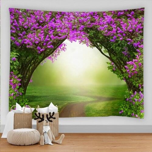 Arched Flower Path Tapestry Mandala Tapestry Wall Hanging Garden Scenery Tapestries Boho Bedroom Wall Rug Blanket Big 11 Size