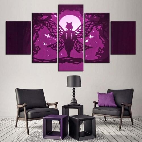 Demon Slayer Wall Art Poster 5 Pcs Kimetsu No Yaiba Canvas Painting Kochou Shinobu Picture For Bedroom Modular Prints Home Decor