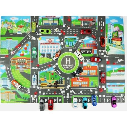 New 83*58CM Children DIY Car Parking Map Toys Baby Climbing Playing Mats Kids Toys City Parking Lot Roadmap Map English Version