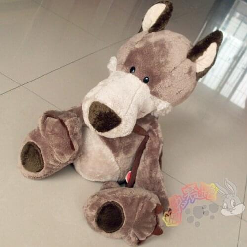 New plush boy wolf toy stuffed brown school bag wolf doll gift about 35cm 0108