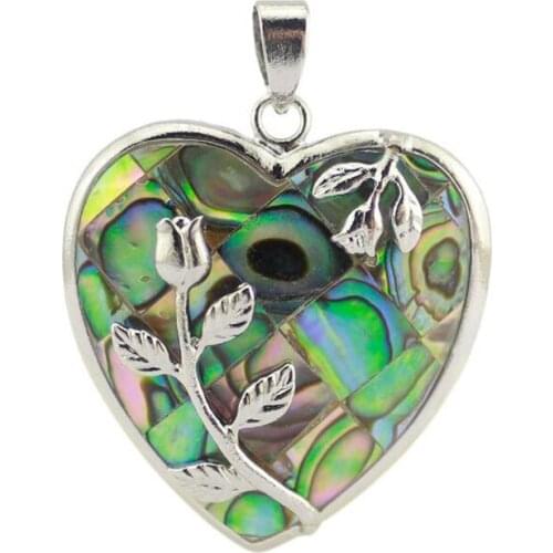 Charming colorful Natural Abalone Shell Heart Shape Pendants Fashion Necklace Pendant Jewelry Supplies Fashion collocation
