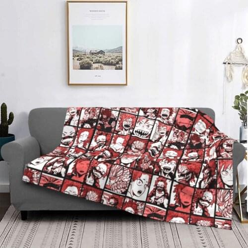 My Hero Academia BNHA Kirishima Collage Blanket Fleece Print Unisex Throw Blanket for Bed Car Bedspread